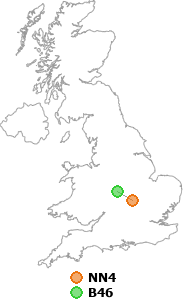 map showing distance between NN4 and B46