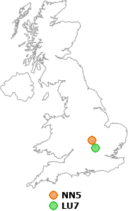 map showing distance between NN5 and LU7