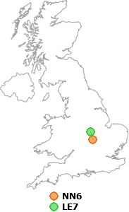 map showing distance between NN6 and LE7