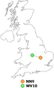 map showing distance between NN9 and WV10