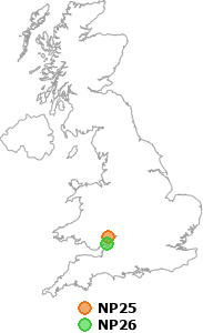 map showing distance between NP25 and NP26