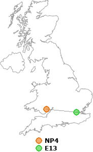 map showing distance between NP4 and E13