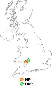 map showing distance between NP4 and HR9