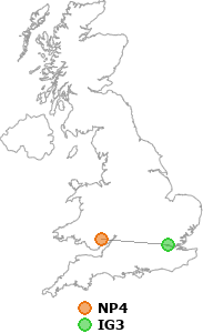 map showing distance between NP4 and IG3