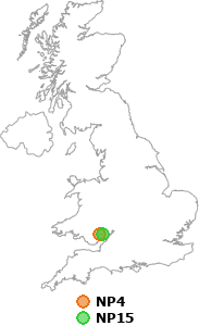 map showing distance between NP4 and NP15