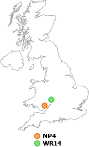 map showing distance between NP4 and WR14