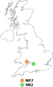 map showing distance between NP7 and SN2