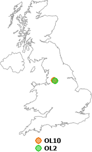 map showing distance between OL10 and OL2