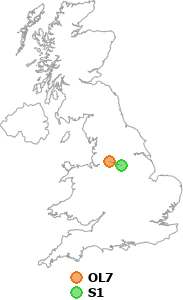 map showing distance between OL7 and S1