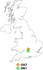 map showing distance between OX7 and SN7
