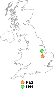 map showing distance between PE2 and LN4
