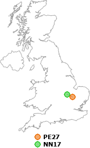 map showing distance between PE27 and NN17
