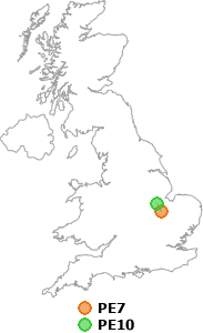 map showing distance between PE7 and PE10