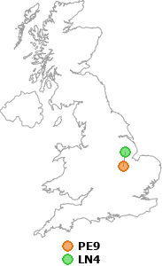 map showing distance between PE9 and LN4