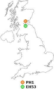 map showing distance between PH1 and EH53