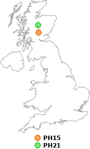 map showing distance between PH15 and PH21
