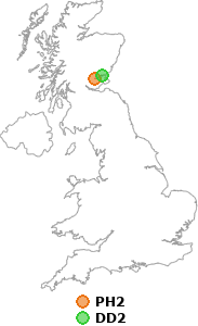 map showing distance between PH2 and DD2
