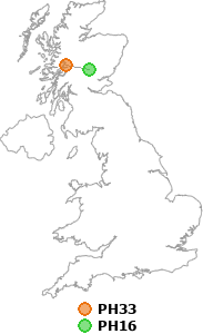 map showing distance between PH33 and PH16