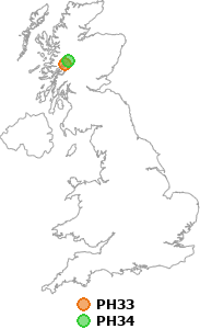map showing distance between PH33 and PH34