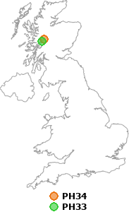 map showing distance between PH34 and PH33