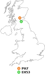 map showing distance between PH7 and EH53