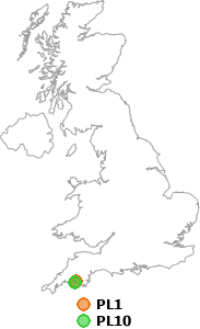 map showing distance between PL1 and PL10