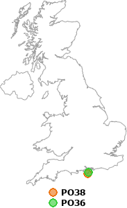 map showing distance between PO38 and PO36