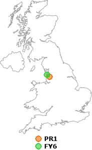 map showing distance between PR1 and FY6