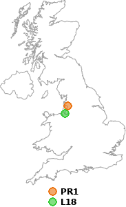 map showing distance between PR1 and L18