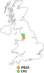 map showing distance between PR25 and LA1