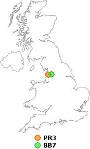 map showing distance between PR3 and BB7