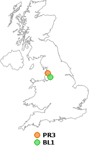 map showing distance between PR3 and BL1