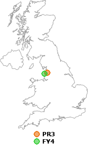map showing distance between PR3 and FY4