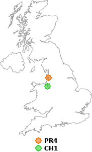map showing distance between PR4 and CH1