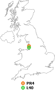 map showing distance between PR4 and L40