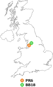 map showing distance between PR6 and BB18