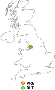 map showing distance between PR6 and BL7