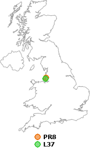 map showing distance between PR8 and L37