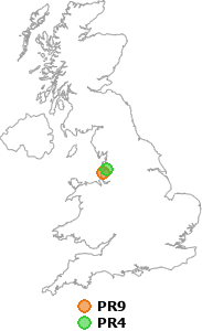 map showing distance between PR9 and PR4