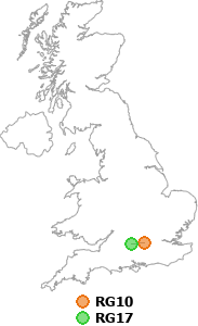 map showing distance between RG10 and RG17