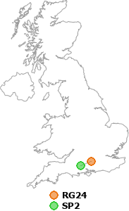 map showing distance between RG24 and SP2