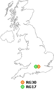 map showing distance between RG30 and RG17