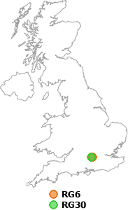 map showing distance between RG6 and RG30