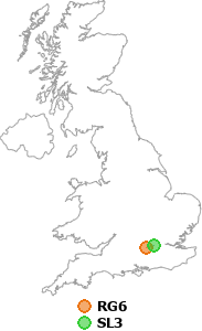 map showing distance between RG6 and SL3