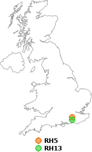 map showing distance between RH5 and RH13