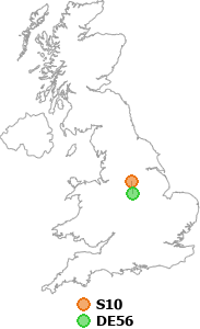 map showing distance between S10 and DE56