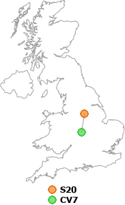map showing distance between S20 and CV7