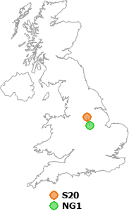 map showing distance between S20 and NG1