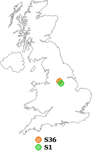 map showing distance between S36 and S1