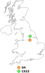 map showing distance between S4 and LS22